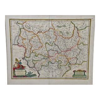 West Germany: Original Hand Colored 17th Century Map by Johannes Janssonius , 1640 For Sale