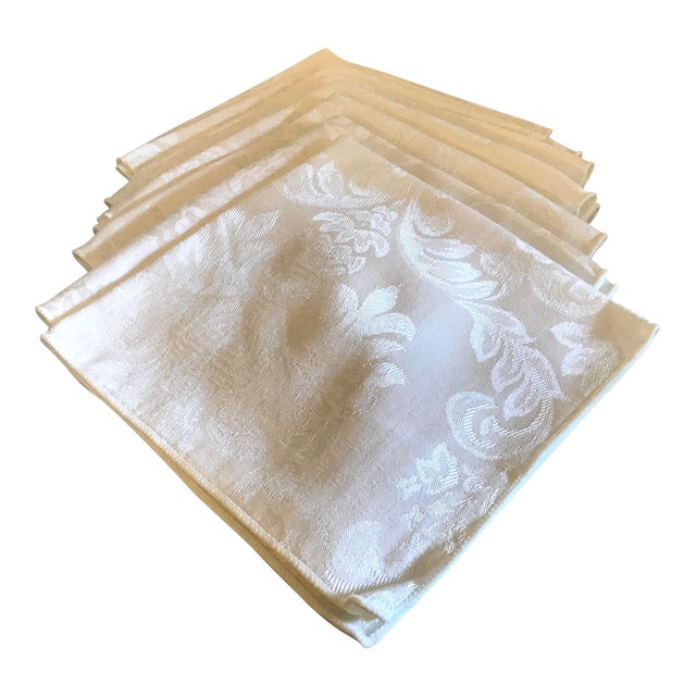 Vintage Ivory Damask Dinner Napkins Set of 8 Chairish