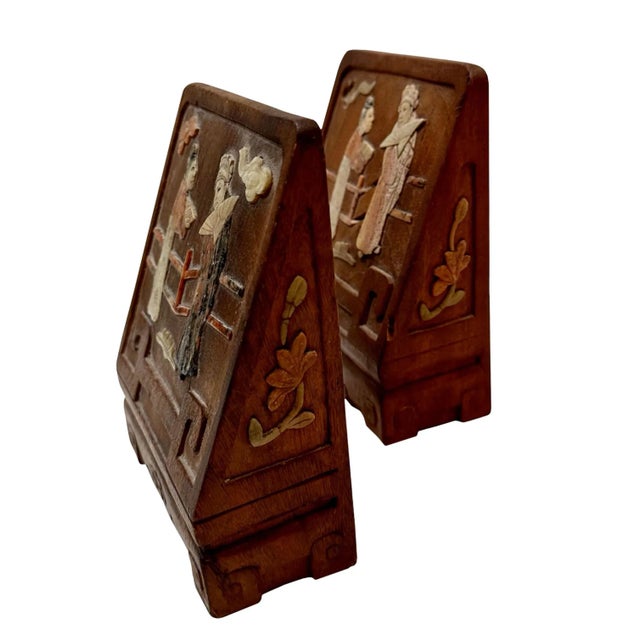 Chinese Inlaid Chinese Bookends - a Pair For Sale - Image 3 of 7