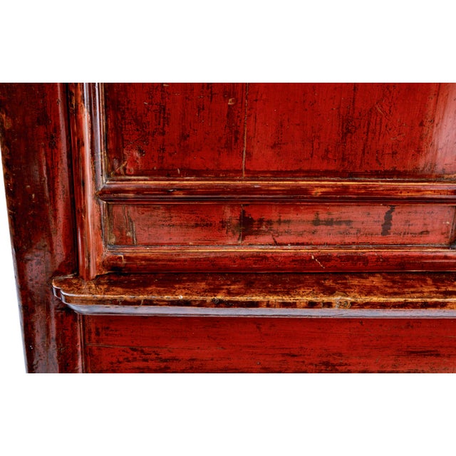 Antique Chinese Red Lacquer Cabinet, 1870 For Sale - Image 3 of 8