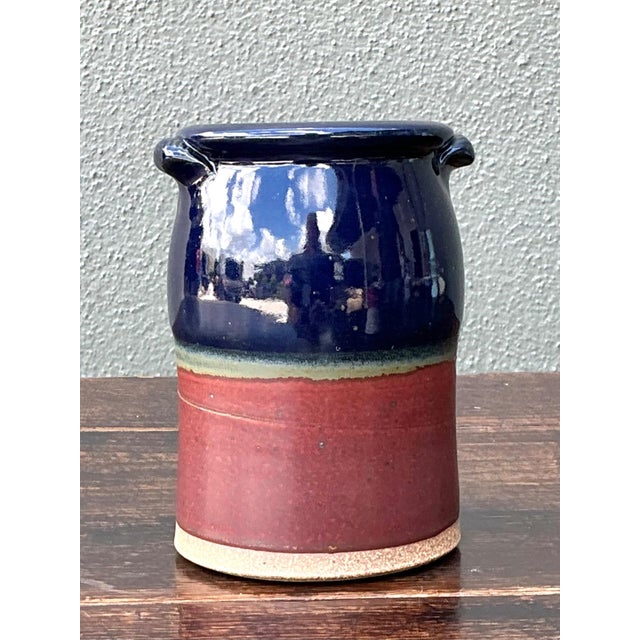 Handcrafted Two-Tone Ceramic Vase For Sale - Image 11 of 17
