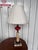 American 1940s Re-Worked Oil Lamps in Cranberry Glass, Alabaster and Marble With Silk Shades - a Pair For Sale - Image 3 of 3