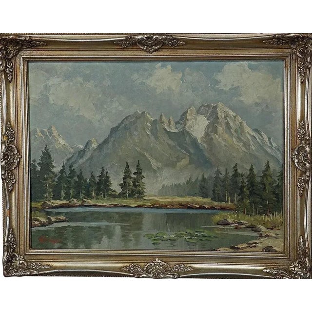 W. Kruegner, Summer Alpine Landscape, Oil on Board, Framed For Sale - Image 9 of 9