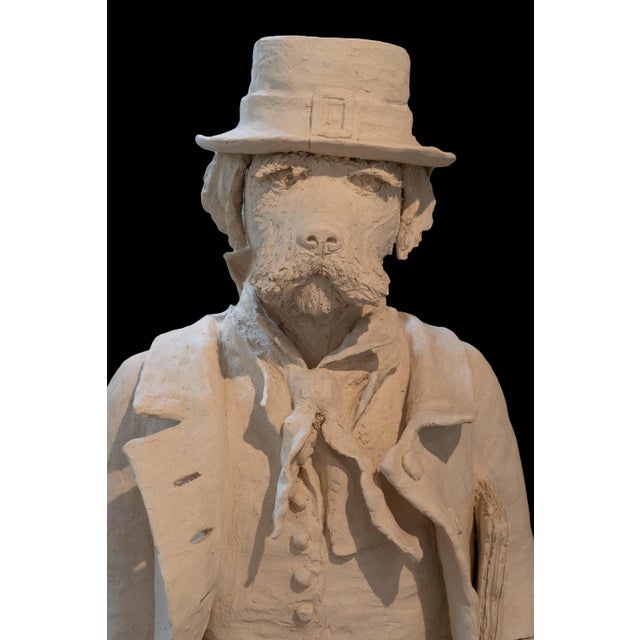 Terracotta Anthropomorphic bust of a standing dog. A charming and one-of-a-kind sculpture. Made in France. Measures...