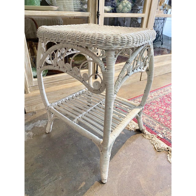 Vintage English White Rattan Table Chairish