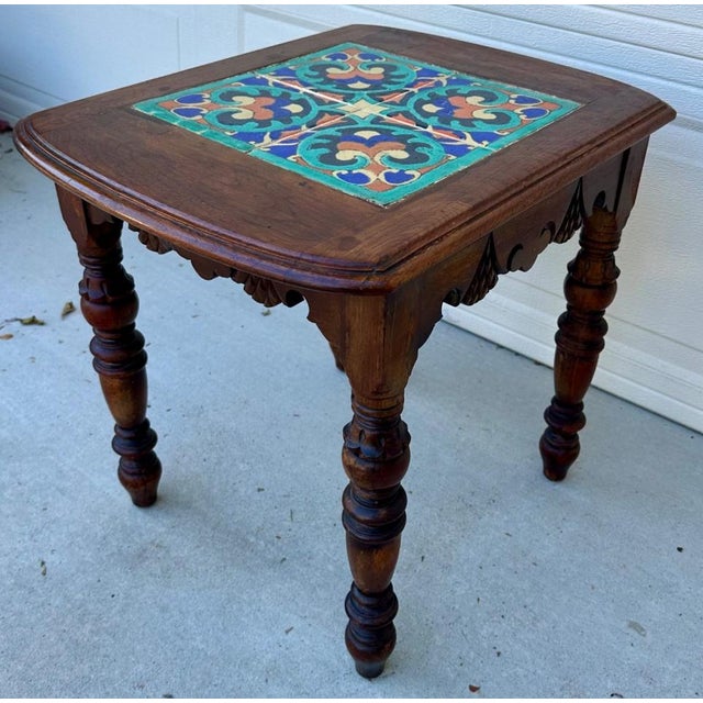 1930s Catalina Tile‑Inset Side Table, 4 Tile No. 255 — Spanish Revival / Mission Style For Sale - Image 9 of 12