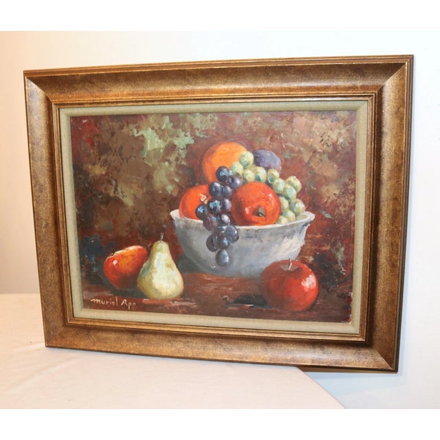 Original Muriel App Still Life Fruit Oil Painting on Board Realism Expressionism For Sale - Image 4 of 10