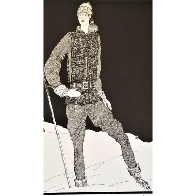 1928 French Art Deco Fashion Print, Matted For Sale - Image 4 of 4