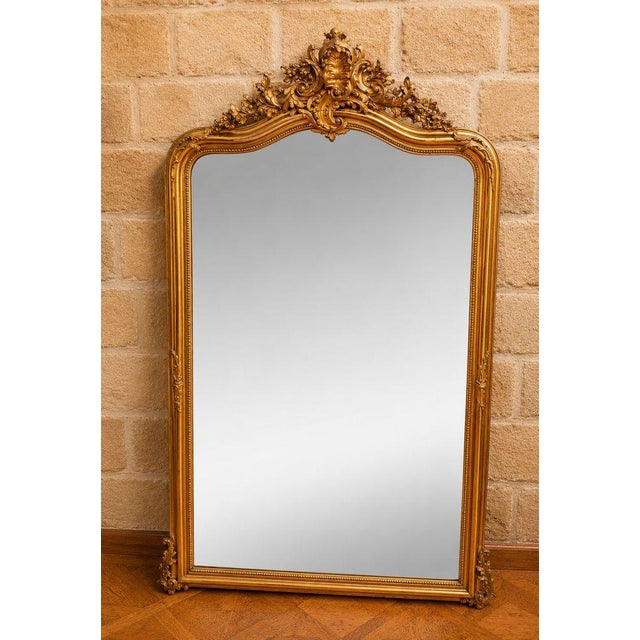 Large Louis XV Style Fireplace Mirror, 19th Century For Sale - Image 5 of 9