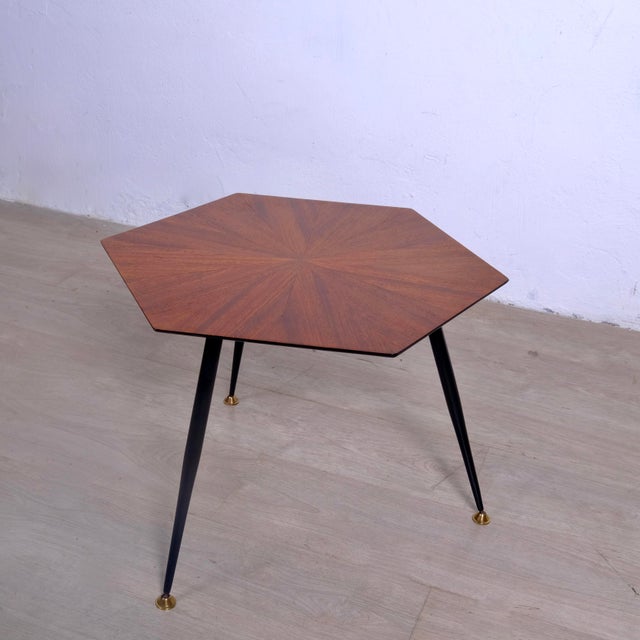 Wood Mid-Century Hexagonal Coffee Table with Wooden Top, 1950s For Sale - Image 7 of 10