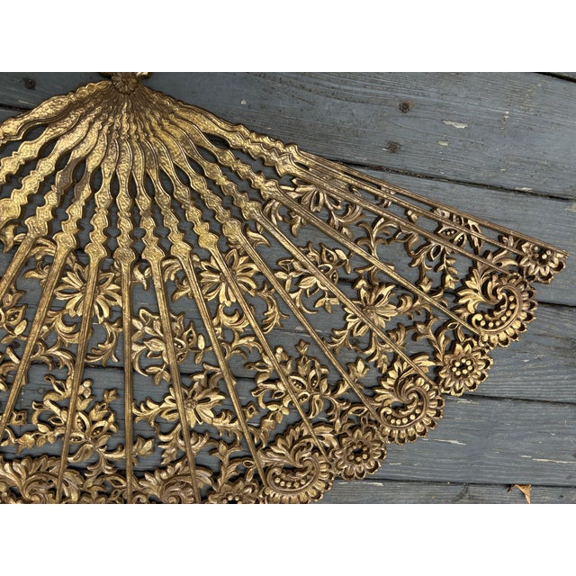 1960s Large Burwood Products Inc Chinese Peacock and Florals Wall Fan MCM Decor For Sale - Image 4 of 8