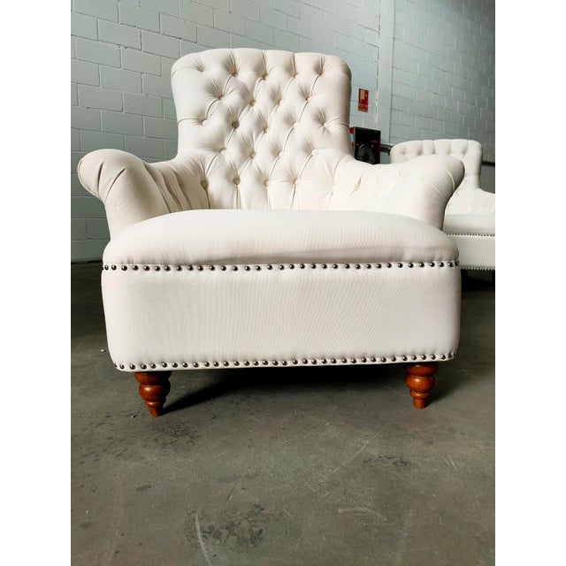 1990s Armchair with Wooden Structure and White Fabric, 1990 For Sale - Image 5 of 9