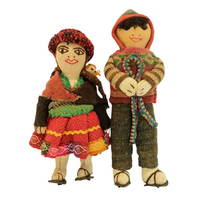 Vintage Handcrafted Peruvian Folk Art Dolls, Mid-20th Century For Sale