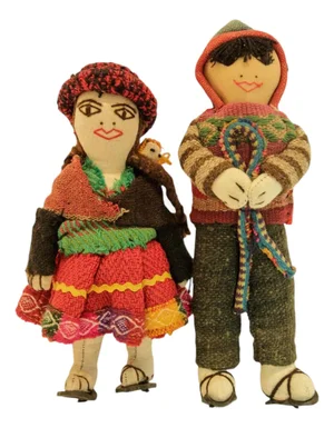 Vintage Handcrafted Peruvian Folk Art Dolls, Mid-20th Century