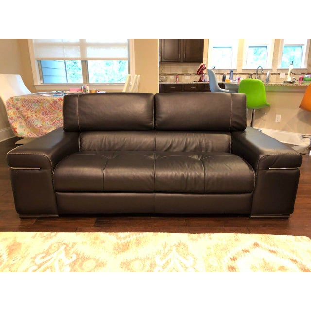 Natuzzi Italia Avana Black Leather Sofa Set 2 Piece Chairish
