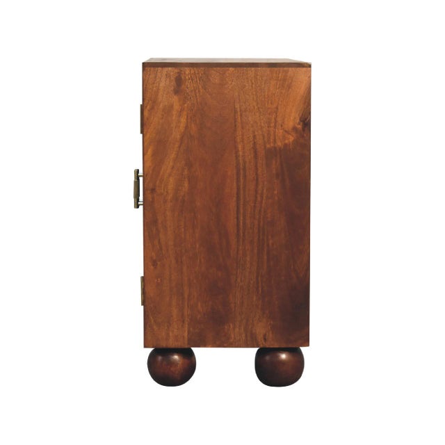 Wood Chestnut Mango Wood Cabinet With Carved Arch Doors For Sale - Image 7 of 8