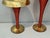 Mid-Century Modern Pair of Alan Lee Collection Metallic Red & Gold Leaf Glass Trumpet Vases - Staggered Set For Sale - Image 3 of 12