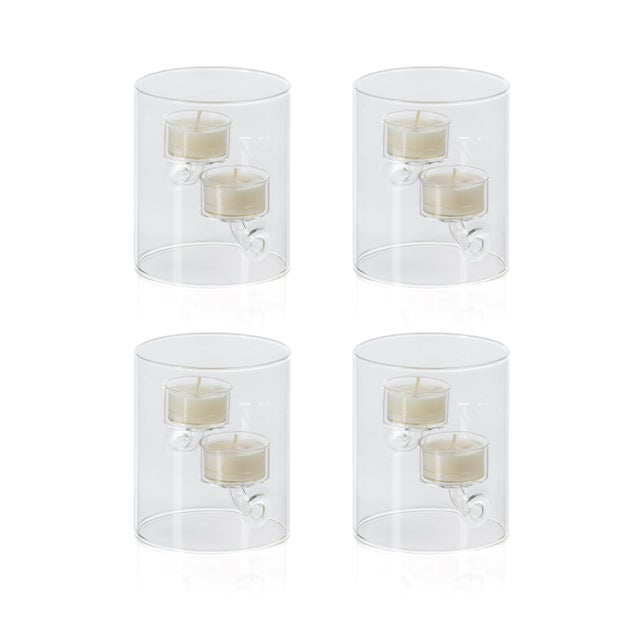 Transparent Kelly 4-Piece Set Double Tealight Holder/Hurricane For Sale - Image 8 of 8