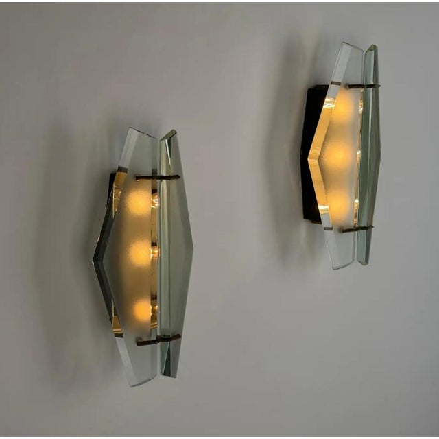 1950s Rare Pair of Model 1937 Wall Lights by Max Ingrand for Fontana Arte, Italy, 1958 For Sale - Image 5 of 10