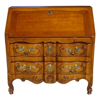 Louis XV Style Chest of Drawers with Secretary in Cherrywood, 1980s For Sale