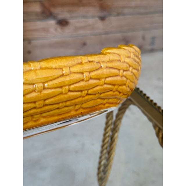 Cabin Vintage Majolica Trompe L’Oeil Trout Wall Object With Leaf Basketweave Motif For Sale - Image 3 of 10