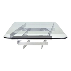 1970s Vintage Mid Century Modern Attributed to Paul Mayen Habitat Chrome Stack Glass Coffee Table