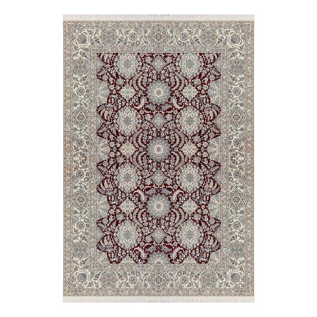 Hand-Knotted Nain Rug in Silk and Wool For Sale