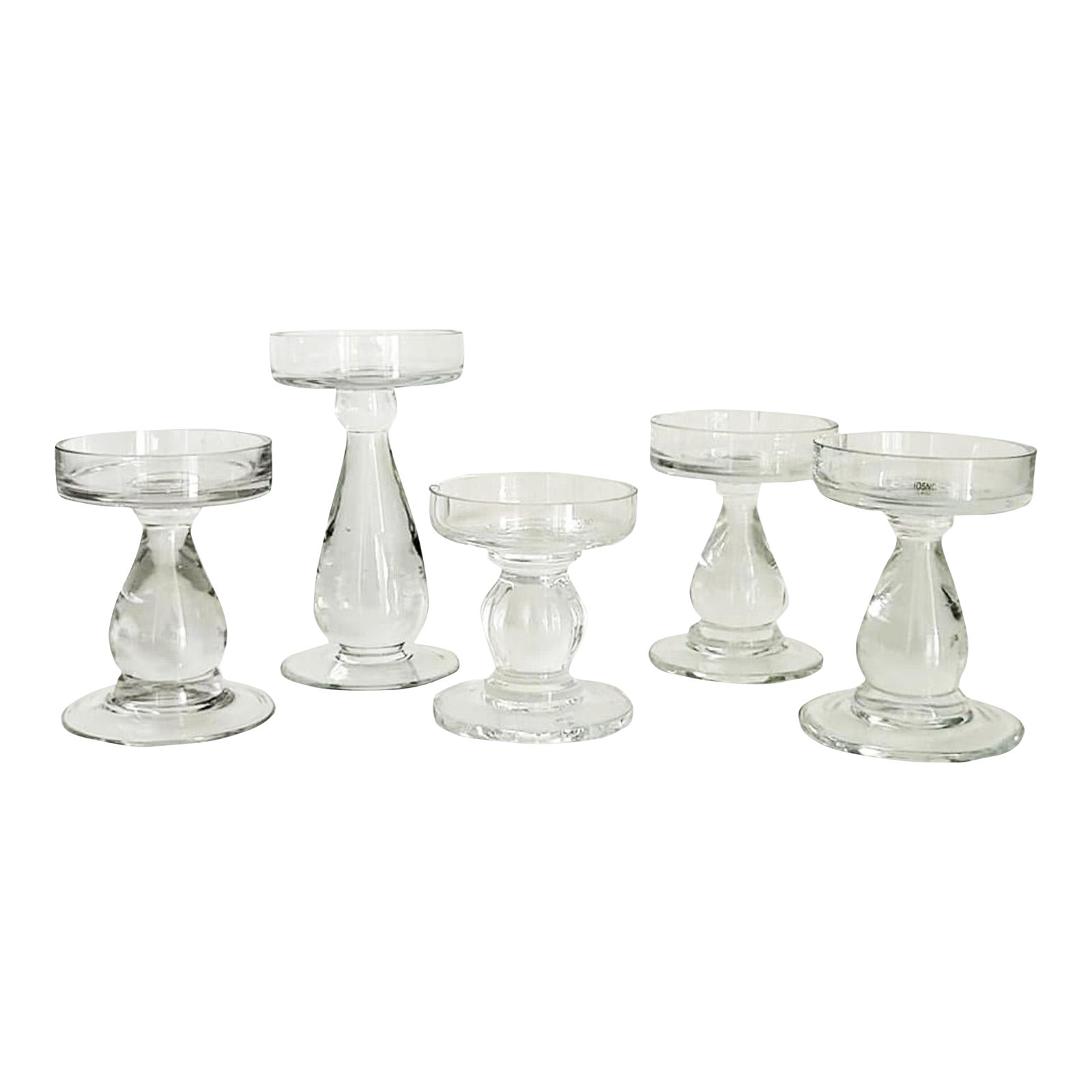 Vintage Krosno Poland Glass Pillar Candle Holders, Set of 5 Chairish