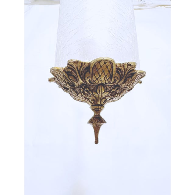 Traditional 1950's Crackled Frosted Glass Lantern For Sale - Image 3 of 6
