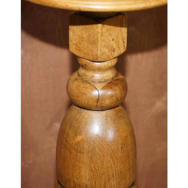 Vintage English Light Oak Pedestal Jardiner For Sale - Image 8 of 10