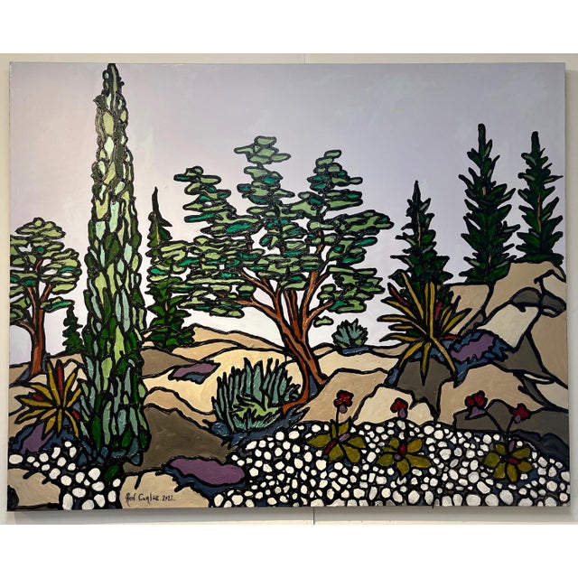 Abstract "Olive Tree" Contemporary Original Kaleidoscopic Perspective Series Landscape Acrylic Painting by Ron Curlee For Sale - Image 3 of 4