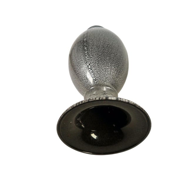 Silver Murano Vase With Very Bright Silver Inclusions For Sale - Image 8 of 8
