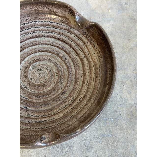 Ceramic Ceramic Studio Pottery Ashtray Plate Brown Glaze Mid-Century Modern 1970s For Sale - Image 7 of 11