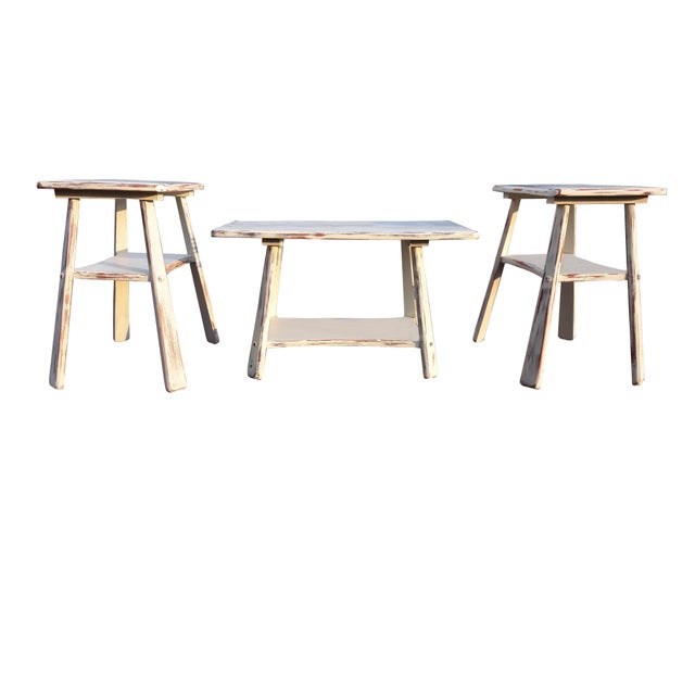 Rock Maple Coffee Table and Pair Side End Tables Vintage Maple Country