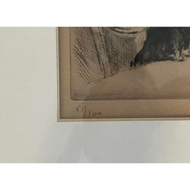 Abstract Expressionism Antique Etching, "La Femme Au Chien", Auguste Brouet (French, 1872-1941) For Sale - Image 3 of 4