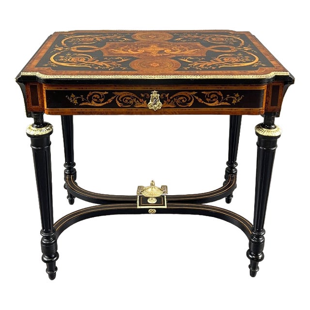 19th Century Napoleon III Writing Table in Marquetry and Gilt Bronze For Sale