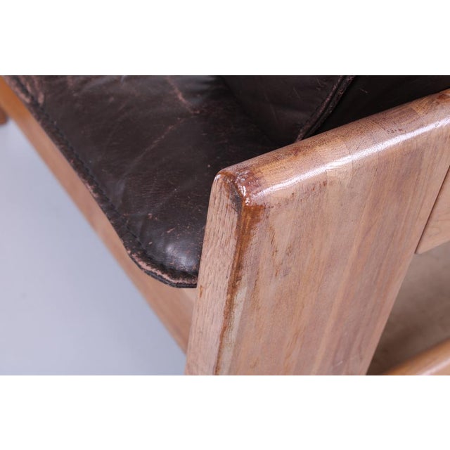 Brutalist Light Oak and Dark Leather Sofa by Harry de Groot for Leolux, 1970s For Sale - Image 11 of 18