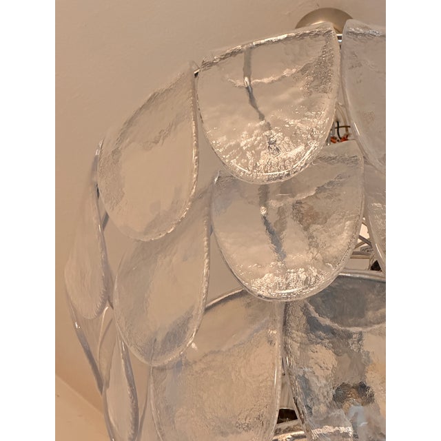 Contemporary Modern Clear "Petals" Murano Style Glass Chandelier For Sale - Image 11 of 12