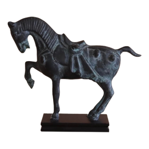 1950s Dynasty Horse Verdigris Statuette