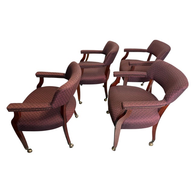 Traditional Late 20th Century Miller Desk Inc Dining Game Banker Rolling Chairs - A Set of 4 For Sale - Image 3 of 15