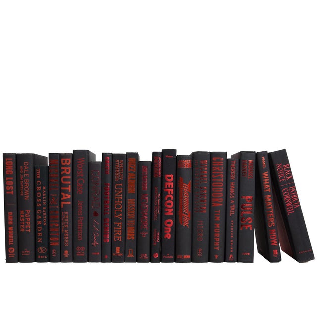 Transitional Decorative Books - Onyx & Red Books - Black Books By The Foot For Sale - Image 3 of 3