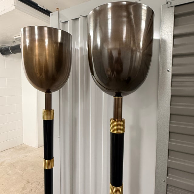Mid-Century Modern Mid 20th Century French Uplight Floor Lamps - a Pair For Sale - Image 3 of 11