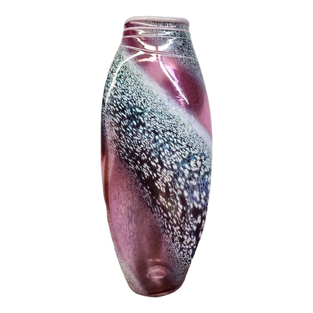 1985 Early Carbon Series Tom Philabaum Hand-Blown Studio Glass Vase For Sale