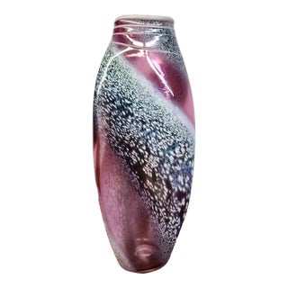 Tom Philabaum Studio Glass Vase 1985 Early Carbon Series Hand-Blown Large 15 1/2 Inches Tall! For Sale