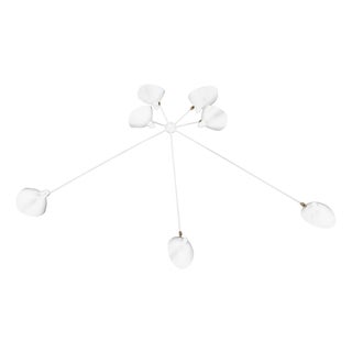 Mid-Century Modern White Seven Fixed Arms Spider Wall Ceiling Lamp from Serge Mouille For Sale