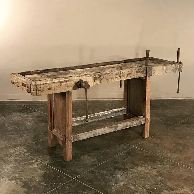 Antique Carpenter's Workbench ~ Sofa Table ~ Console For Sale - Image 13 of 13