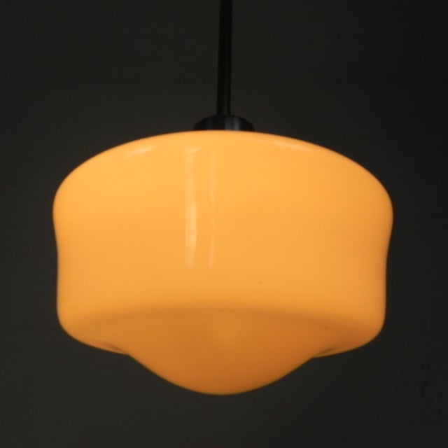 Art Deco Pendant Lamp with White Glass Shade, 1930s For Sale - Image 10 of 16