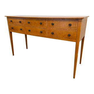 Estate Eldred Wheeler Tiger Maple Console Table For Sale