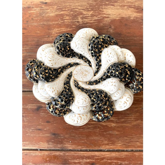 Black Vintage Mid-Century Modern Italian Ceramic Decorative Bowl Set With 22k Gold -Set of 3 For Sale - Image 8 of 8