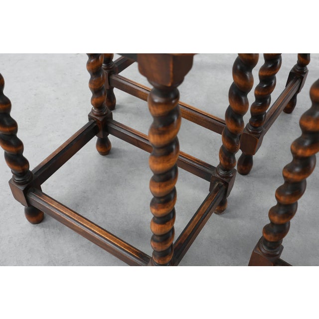 Antique Oak Barley Twist Nesting Tables, England, 1900, Set of 3 For Sale - Image 13 of 18